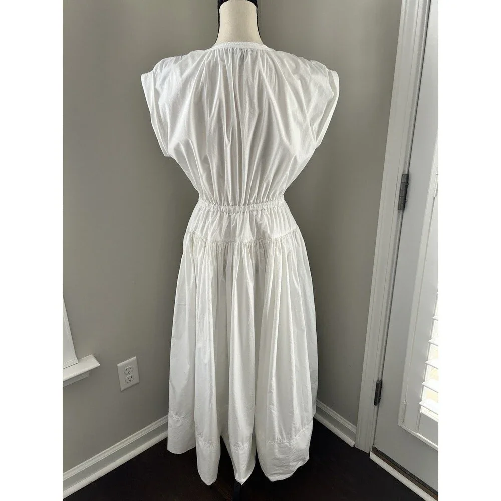 J. Crew White Midi Dress with Drawstring Waist - Picture 3 of 14